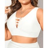 image:imagePlus Size Bikini Top Only  Women Swim Bra Lace Up Swimsuit Top V Neck Bathing Suit Tops for Large Bust Swimwear 2025White