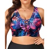 image:imagePlus Size Bikini Top Only  Women Swim Bra Lace Up Swimsuit Top V Neck Bathing Suit Tops for Large Bust Swimwear 2025Colorful Leaves