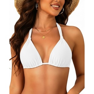 image:imageWomen Triangle Bikini Top Only 2025 String Halter Sexy Swimsuit Bathing Suit TopWhite