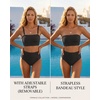 image:imageHigh Waisted Bandeau Bikini Set  Women Strapless Two Piece Swimsuits Ribbed Longline Full Coverage Bathing Suits SwimwearBlack