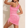 image:imageTalisea Sheer Swimsuit Coverup for Women Mesh Sexy One Shoulder Bathing Suit See Through Beach Swimwear Cover Ups DressHot Pink