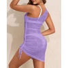 image:imageTalisea Sheer Swimsuit Coverup for Women Mesh Sexy One Shoulder Bathing Suit See Through Beach Swimwear Cover Ups DressPurple
