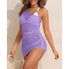image:imageTalisea Sheer Swimsuit Coverup for Women Mesh Sexy One Shoulder Bathing Suit See Through Beach Swimwear Cover Ups DressPurple