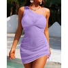 image:imageTalisea Sheer Swimsuit Coverup for Women Mesh Sexy One Shoulder Bathing Suit See Through Beach Swimwear Cover Ups DressPurple
