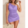 image:imageTalisea Sheer Swimsuit Coverup for Women Mesh Sexy One Shoulder Bathing Suit See Through Beach Swimwear Cover Ups DressPurple