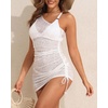 image:imageTalisea Sheer Swimsuit Coverup for Women Mesh Sexy One Shoulder Bathing Suit See Through Beach Swimwear Cover Ups DressWhite
