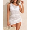 image:imageTalisea Sheer Swimsuit Coverup for Women Mesh Sexy One Shoulder Bathing Suit See Through Beach Swimwear Cover Ups DressWhite