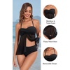 image:imageTalisea Women Bandeau Tankini Top Only Mesh Strapless Swimsuits Top Halter Flyaway Bathing Suits No BottomBlack
