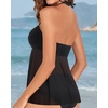 image:imageTalisea Women Bandeau Tankini Top Only Mesh Strapless Swimsuits Top Halter Flyaway Bathing Suits No BottomBlack