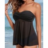 image:imageTalisea Women Bandeau Tankini Top Only Mesh Strapless Swimsuits Top Halter Flyaway Bathing Suits No BottomBlack