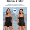 image:imageTalisea Women Bandeau Tankini Top Only Mesh Strapless Swimsuits Top Halter Flyaway Bathing Suits No BottomBlack