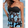 image:imageTalisea Women Bandeau Tankini Top Only Mesh Strapless Swimsuits Top Halter Flyaway Bathing Suits No BottomBlack Blue Flower