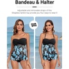image:imageTalisea Women Bandeau Tankini Top Only Mesh Strapless Swimsuits Top Halter Flyaway Bathing Suits No BottomBlack Blue Flower
