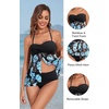 image:imageTalisea Women Bandeau Tankini Top Only Mesh Strapless Swimsuits Top Halter Flyaway Bathing Suits No BottomBlack Blue Flower