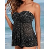 image:imageTalisea Women Bandeau Tankini Top Only Mesh Strapless Swimsuits Top Halter Flyaway Bathing Suits No BottomBlack Dot