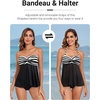image:imageTalisea Women Bandeau Tankini Top Only Mesh Strapless Swimsuits Top Halter Flyaway Bathing Suits No BottomBlack Stripe