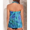 image:imageTalisea Women Bandeau Tankini Top Only Mesh Strapless Swimsuits Top Halter Flyaway Bathing Suits No BottomBlue Leaves