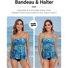 image:imageTalisea Women Bandeau Tankini Top Only Mesh Strapless Swimsuits Top Halter Flyaway Bathing Suits No BottomBlue Leaves