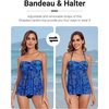 image:imageTalisea Women Bandeau Tankini Top Only Mesh Strapless Swimsuits Top Halter Flyaway Bathing Suits No BottomBlue Paisley