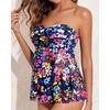 image:imageTalisea Women Bandeau Tankini Top Only Mesh Strapless Swimsuits Top Halter Flyaway Bathing Suits No BottomColorful Flowers