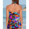 image:imageTalisea Women Bandeau Tankini Top Only Mesh Strapless Swimsuits Top Halter Flyaway Bathing Suits No BottomColorful Leaves
