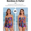 image:imageTalisea Women Bandeau Tankini Top Only Mesh Strapless Swimsuits Top Halter Flyaway Bathing Suits No BottomColorful Leaves
