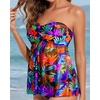 image:imageTalisea Women Bandeau Tankini Top Only Mesh Strapless Swimsuits Top Halter Flyaway Bathing Suits No BottomColorful Leaves