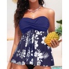 image:imageTalisea Women Bandeau Tankini Top Only Mesh Strapless Swimsuits Top Halter Flyaway Bathing Suits No BottomNavy White Flower