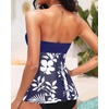image:imageTalisea Women Bandeau Tankini Top Only Mesh Strapless Swimsuits Top Halter Flyaway Bathing Suits No BottomNavy White Flower