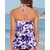 image:imageTalisea Women Bandeau Tankini Top Only Mesh Strapless Swimsuits Top Halter Flyaway Bathing Suits No BottomPurple Floral