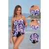 image:imageTalisea Women Bandeau Tankini Top Only Mesh Strapless Swimsuits Top Halter Flyaway Bathing Suits No BottomPurple Floral