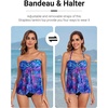 image:imageTalisea Women Bandeau Tankini Top Only Mesh Strapless Swimsuits Top Halter Flyaway Bathing Suits No BottomPurple Leaves