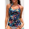 image:imageWomen Tankini Bathing Suit Top  Halter Swim Tops Only Tummy Control No Bottom SwimwearBlack Flower