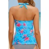 image:imageWomen Tankini Bathing Suit Top  Halter Swim Tops Only Tummy Control No Bottom SwimwearBlue Floral