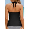 image:imageWomen Tankini Bathing Suit Top  Halter Swim Tops Only Tummy Control No Bottom SwimwearStripe and Black
