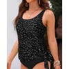 image:imageWomen Tankini Swim Top Only  Swimsuit Bathing Suit Top Side Tie Swim Top No Bottom 2025Black Dot
