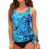 image:imageWomen Tankini Swim Top Only  Swimsuit Bathing Suit Top Side Tie Swim Top No Bottom 2025Blue Leaves
