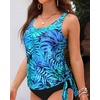 image:imageWomen Tankini Swim Top Only  Swimsuit Bathing Suit Top Side Tie Swim Top No Bottom 2025Blue Leaves