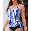 image:imageWomen Tankini Swim Top Only  Swimsuit Bathing Suit Top Side Tie Swim Top No Bottom 2025Blue Tie Dye