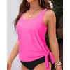 image:imageWomen Tankini Swim Top Only  Swimsuit Bathing Suit Top Side Tie Swim Top No Bottom 2025Neon Pink