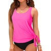 image:imageWomen Tankini Swim Top Only  Swimsuit Bathing Suit Top Side Tie Swim Top No Bottom 2025Neon Pink