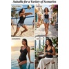 image:imageWomen Tankini Swimsuit Tops Only  Tummy Control Bathing Suit Top 2025 Modest V Neck Twist Front Cutout Swim Top No BottomBlack