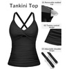image:imageWomen Tankini Swimsuit Tops Only  Tummy Control Bathing Suit Top 2025 Modest V Neck Twist Front Cutout Swim Top No BottomBlack
