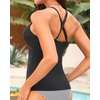 image:imageWomen Tankini Swimsuit Tops Only  Tummy Control Bathing Suit Top 2025 Modest V Neck Twist Front Cutout Swim Top No BottomBlack
