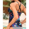 image:imageWomen Tankini Swimsuit Tops Only  Tummy Control Bathing Suit Top 2025 Modest V Neck Twist Front Cutout Swim Top No BottomBlack Flower