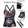 image:imageWomen Tankini Swimsuit Tops Only  Tummy Control Bathing Suit Top 2025 Modest V Neck Twist Front Cutout Swim Top No BottomBlack Flower