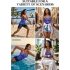 image:imageWomen Tankini Swimsuit Tops Only  Tummy Control Bathing Suit Top 2025 Modest V Neck Twist Front Cutout Swim Top No BottomBlue Purple Leaves