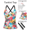 image:imageWomen Tankini Swimsuit Tops Only  Tummy Control Bathing Suit Top 2025 Modest V Neck Twist Front Cutout Swim Top No BottomColorful Floral