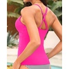 image:imageWomen Tankini Swimsuit Tops Only  Tummy Control Bathing Suit Top 2025 Modest V Neck Twist Front Cutout Swim Top No BottomHot Pink