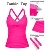 image:imageWomen Tankini Swimsuit Tops Only  Tummy Control Bathing Suit Top 2025 Modest V Neck Twist Front Cutout Swim Top No BottomHot Pink